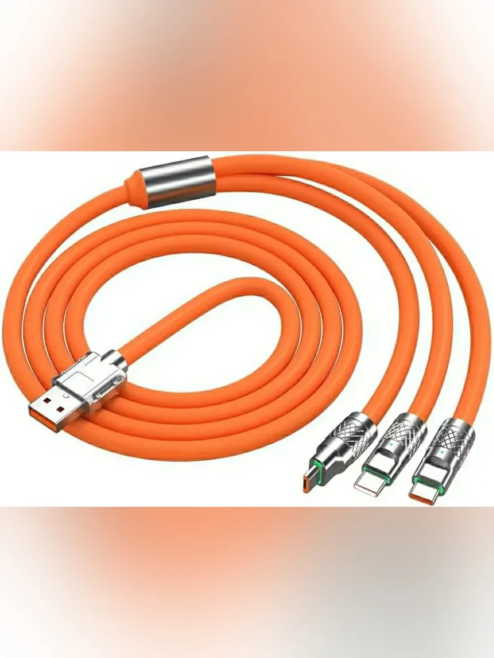 Orange Fast Charging USB Cable Trio 120W
